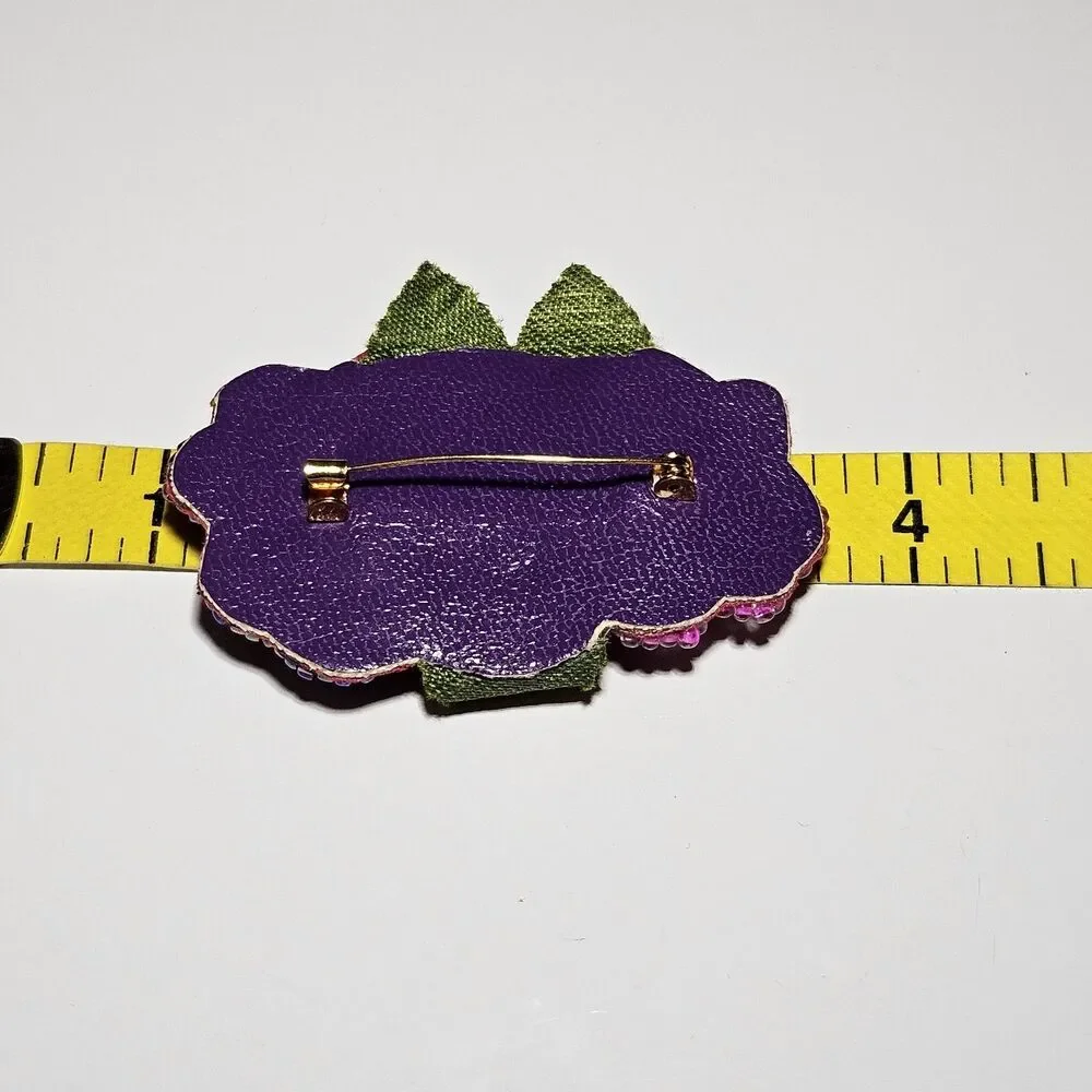 Avon Vintage Purple Pink Sequin Flower Faux Pearl Brooch Pin